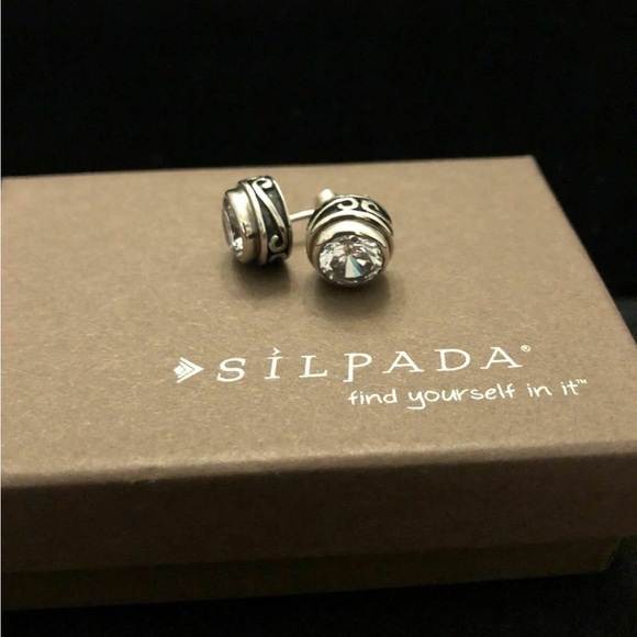 SILPADA 925 Sterling Silver Scroll Bezel Set Cubic Zirconia - Picture 5 of 5
